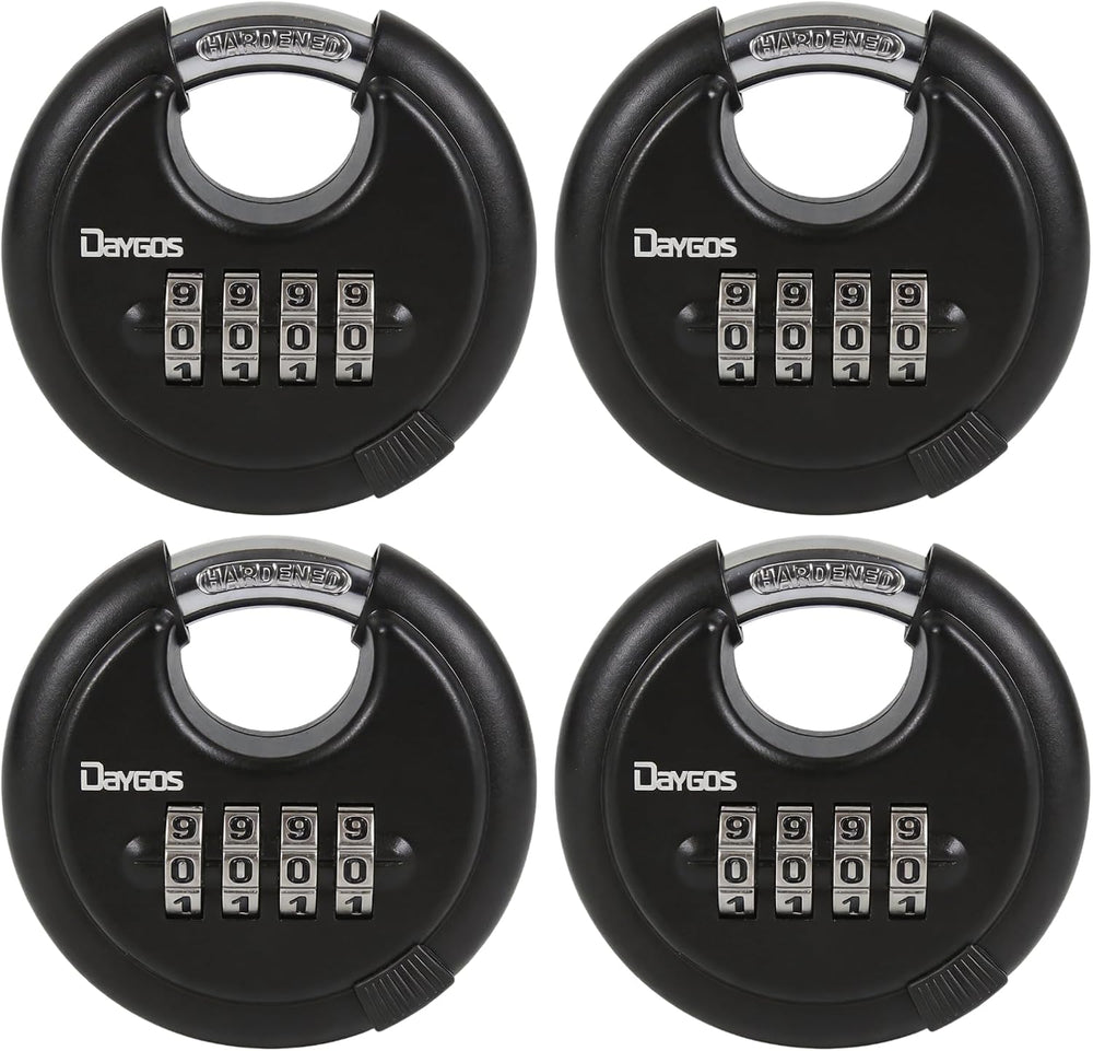 DAYGOS Combination Disc Padlocks for Outdoor - Heavy Duty 4 Digit Code Lock, ...