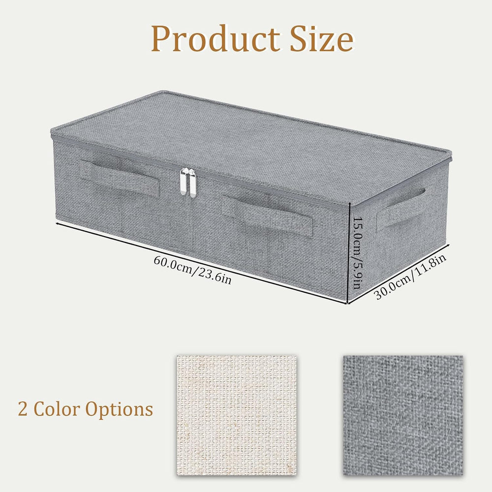 Underbed Fabric Storage Box with Lids,23.6x11.8x5.9in,Grey,3 Pack