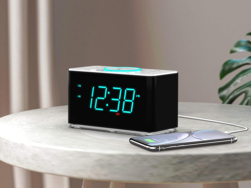 Emerson Smartset Wireless Charging Dual Alarm Clock Radio with PLL FM, 15 Wat...
