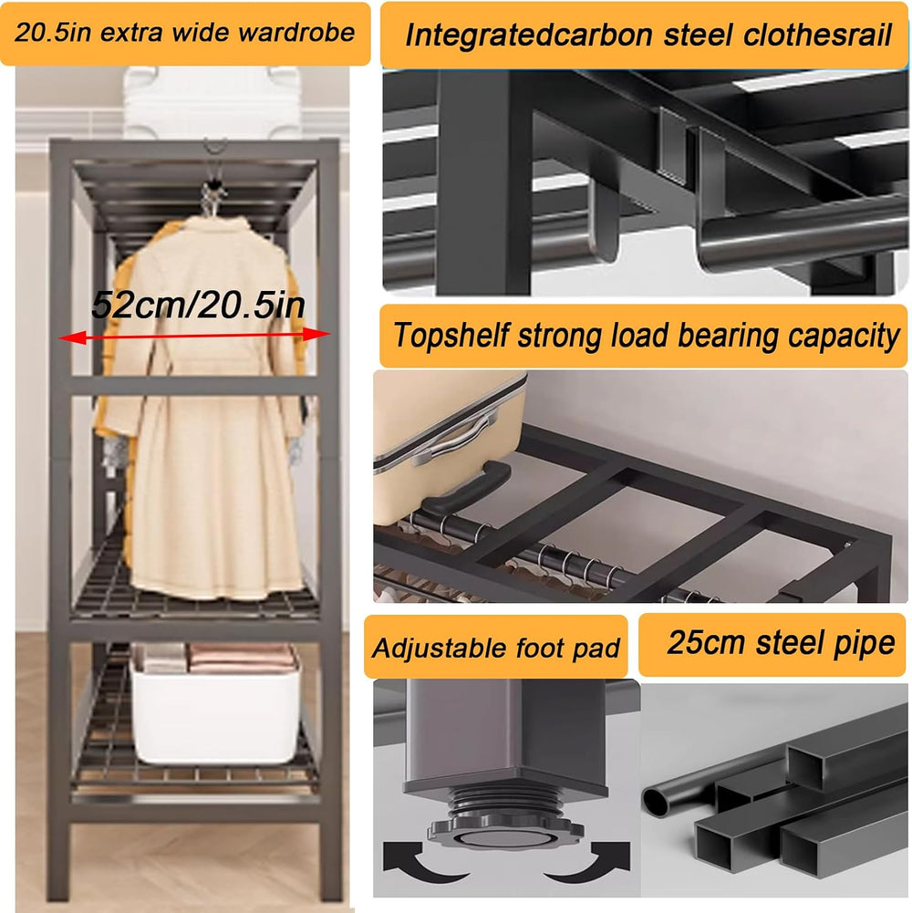 33.5in Foldable Heavy Duty Covered Metal Garment Rack with Magnetic Door