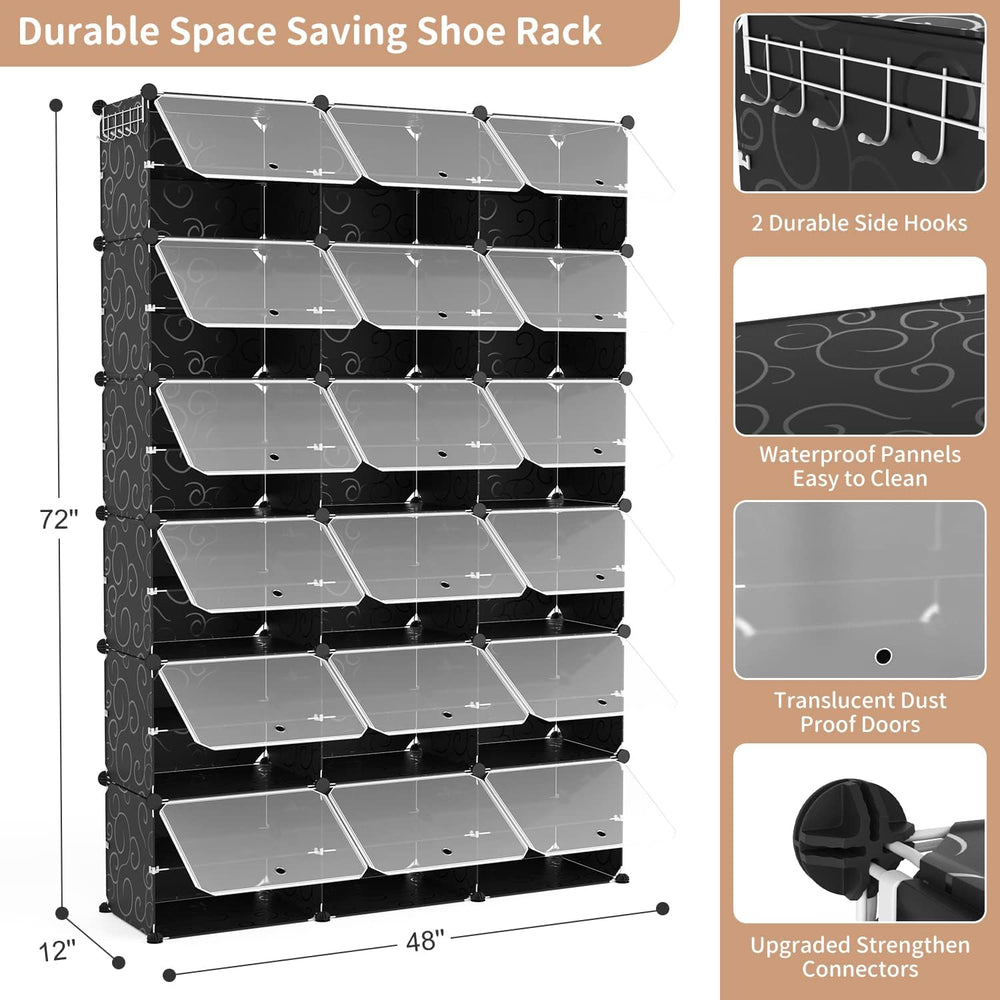 ROJASOP Portable Shoe Rack Organizer, 72 Pairs Covered Shoe Rack Shoe Organiz...