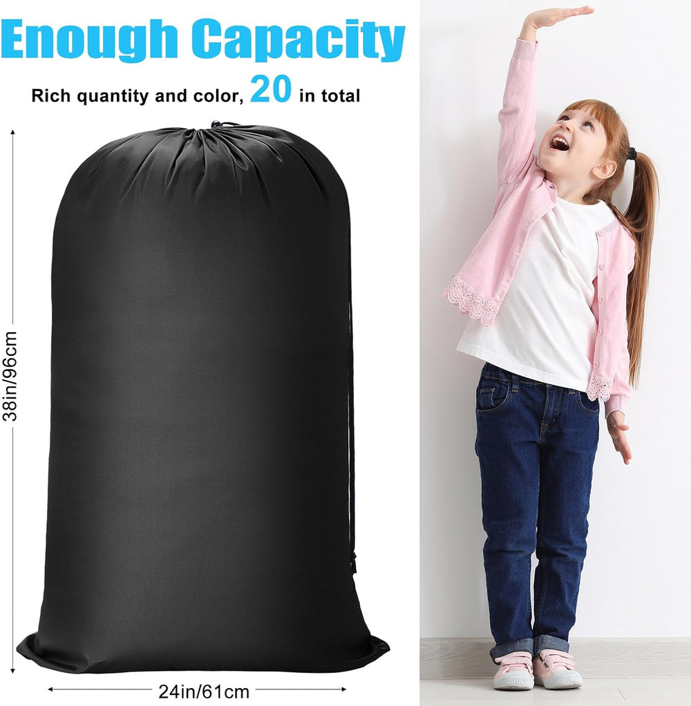Nuogo 20 Pcs Large Laundry Bags Bulk, 38 x 24 Inch, Black, Pink