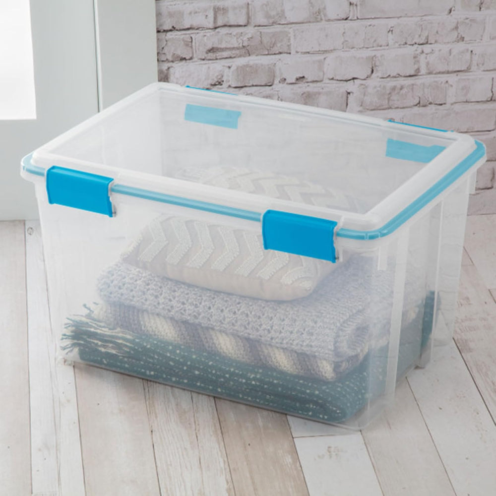 Sterilite 4-Pack 54 Quart Gasket Box, Home Storage Organizer Bins with Lids -...