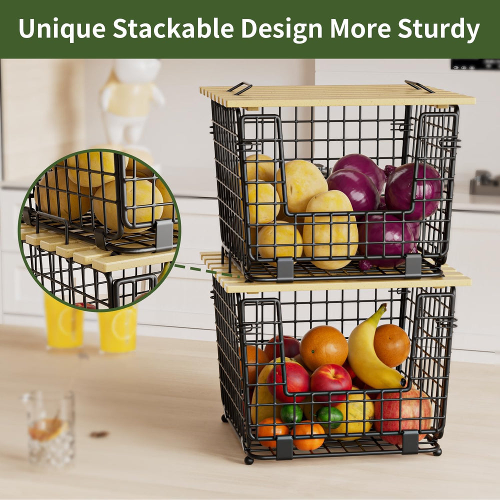 2 Pack Stackable Potato Onion Bins, Pantry Organizers and Storage
