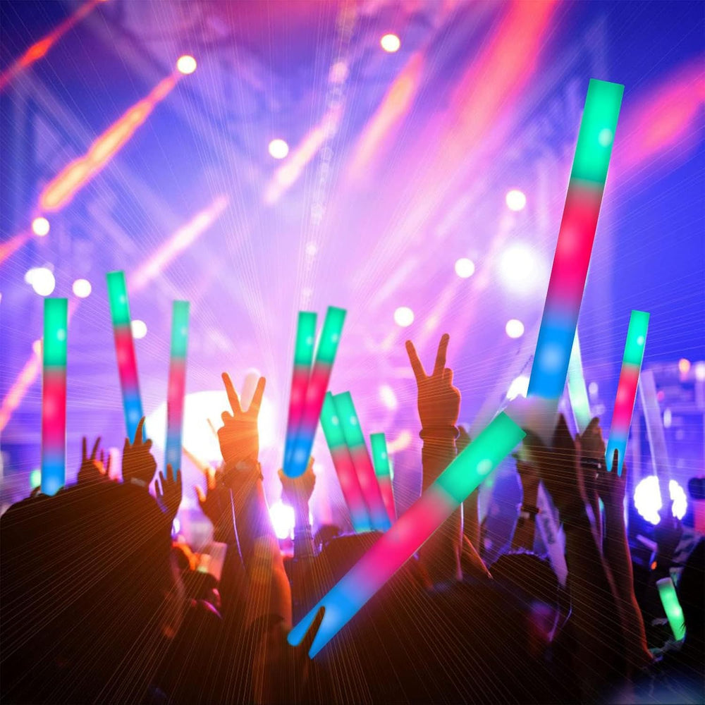 SHQDD 46PCS Foam Glow Sticks, Foam Light Up Sticks with 3 Modes Colorful Flas...