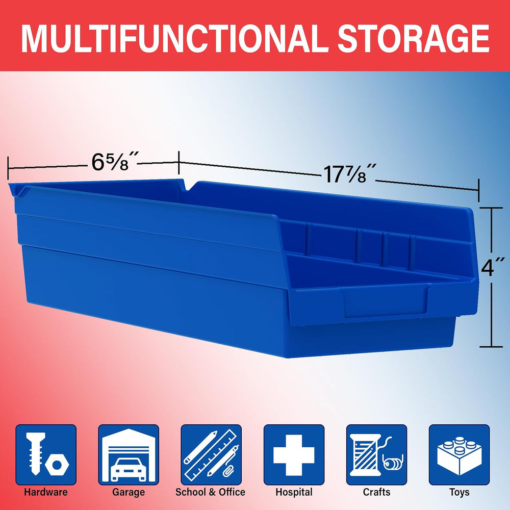 Akro-Mils 30138 Heavy Duty Plastic Shelf Bins, 18"x 6.5"x 4", ...