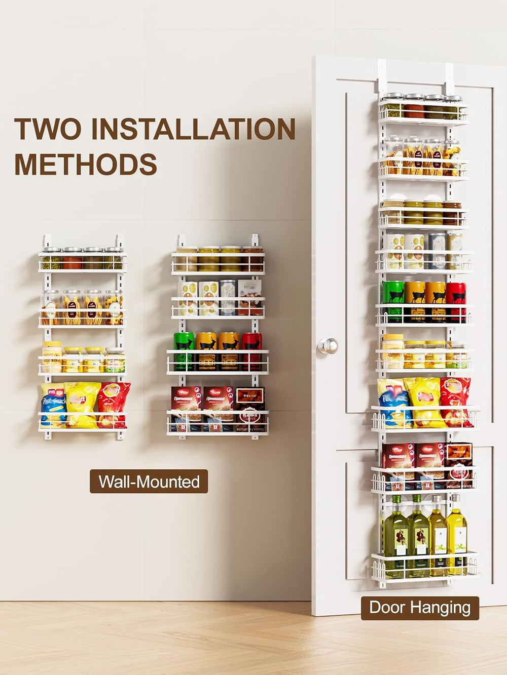 Delamu 9-Tier Over the Door Pantry Organizer, Adjustable Pantry Door Organize...