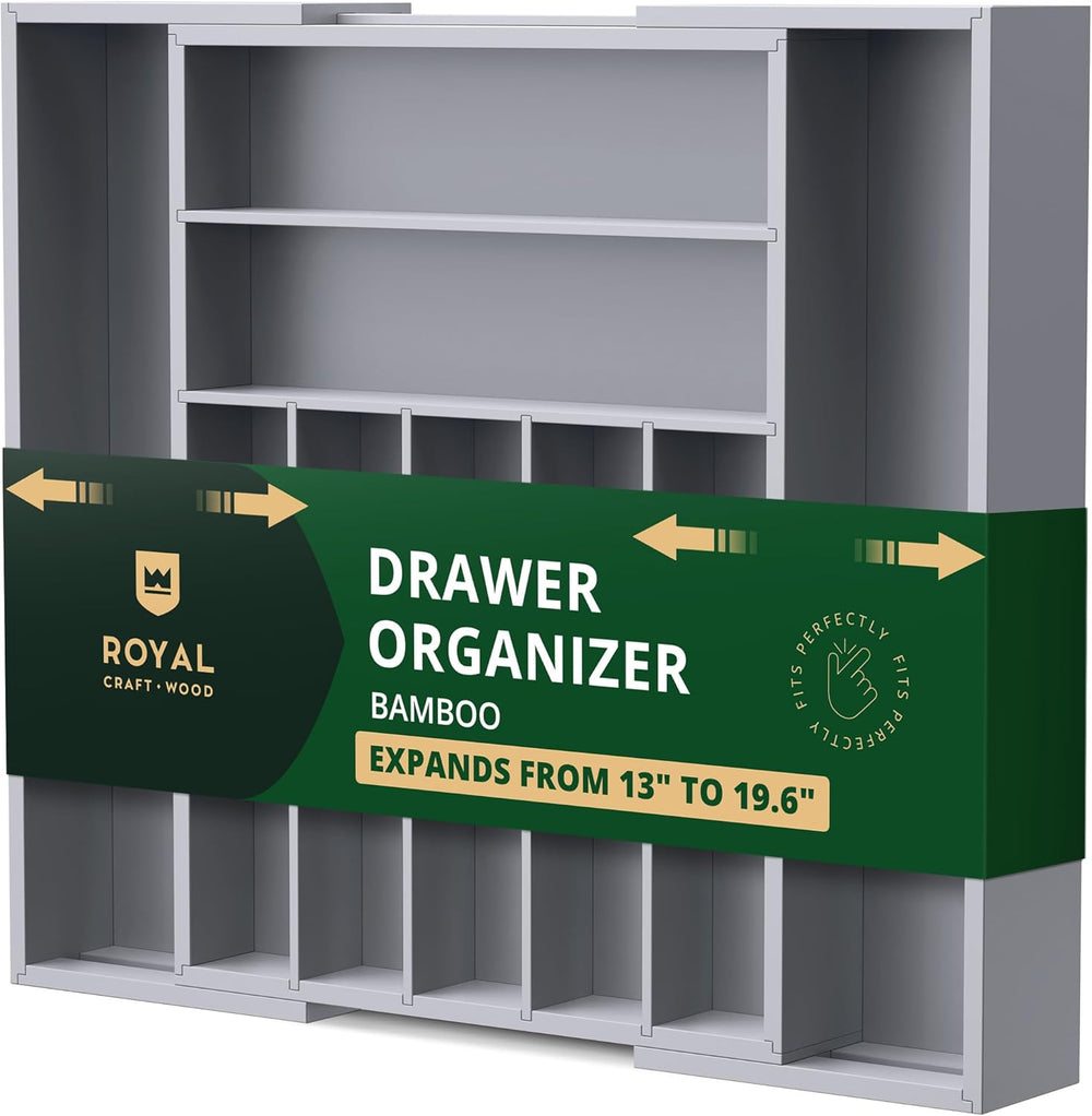 ROYAL CRAFT WOOD Luxury Bamboo Kitchen Drawer Organizer - Silverware Organize...