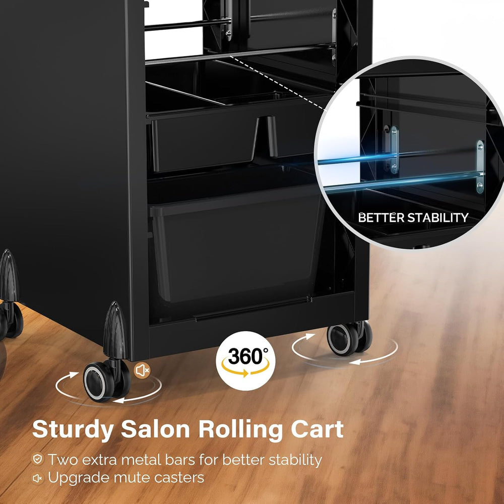 OmySalon Salon Trolley Cart with Wheels & 6 Drawers, Hair Cart Organizer ...