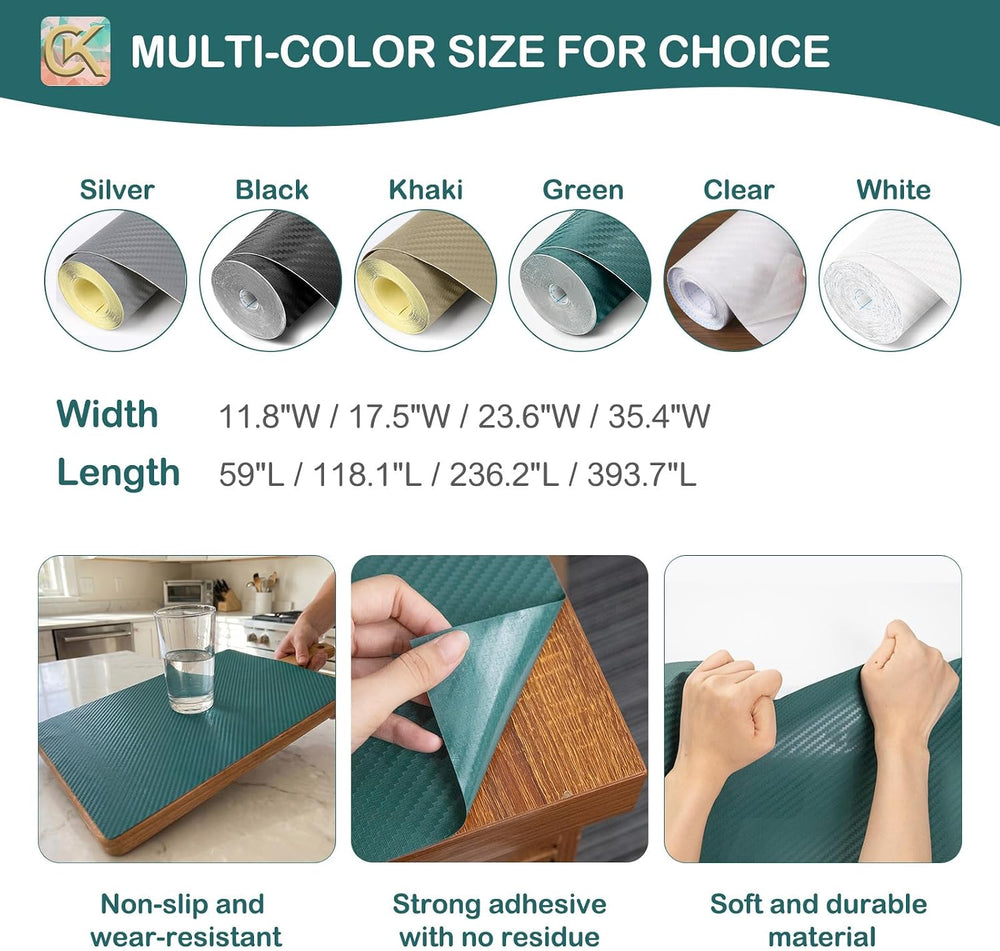 Self-Adhesive Shelf Liner Kitchen Liner, Waterproof Backed Paper Easy Peel an...