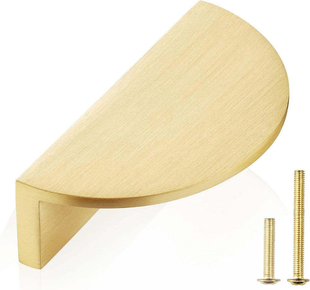 QOGRISUN 5-Pack Solid Brass Gold Drawer Pulls, Half Moon Cabinet Handles