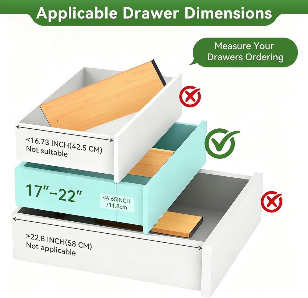 FJO 6 Pack Bamboo Drawer Dividers 4.65" High Adjustable from 17''...