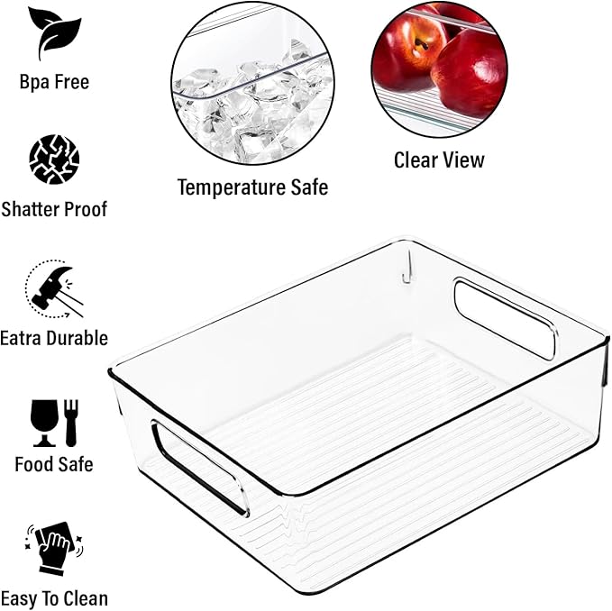 Clear Plastic Storage Bins, Pantry Organizers and Storage or Kitchen