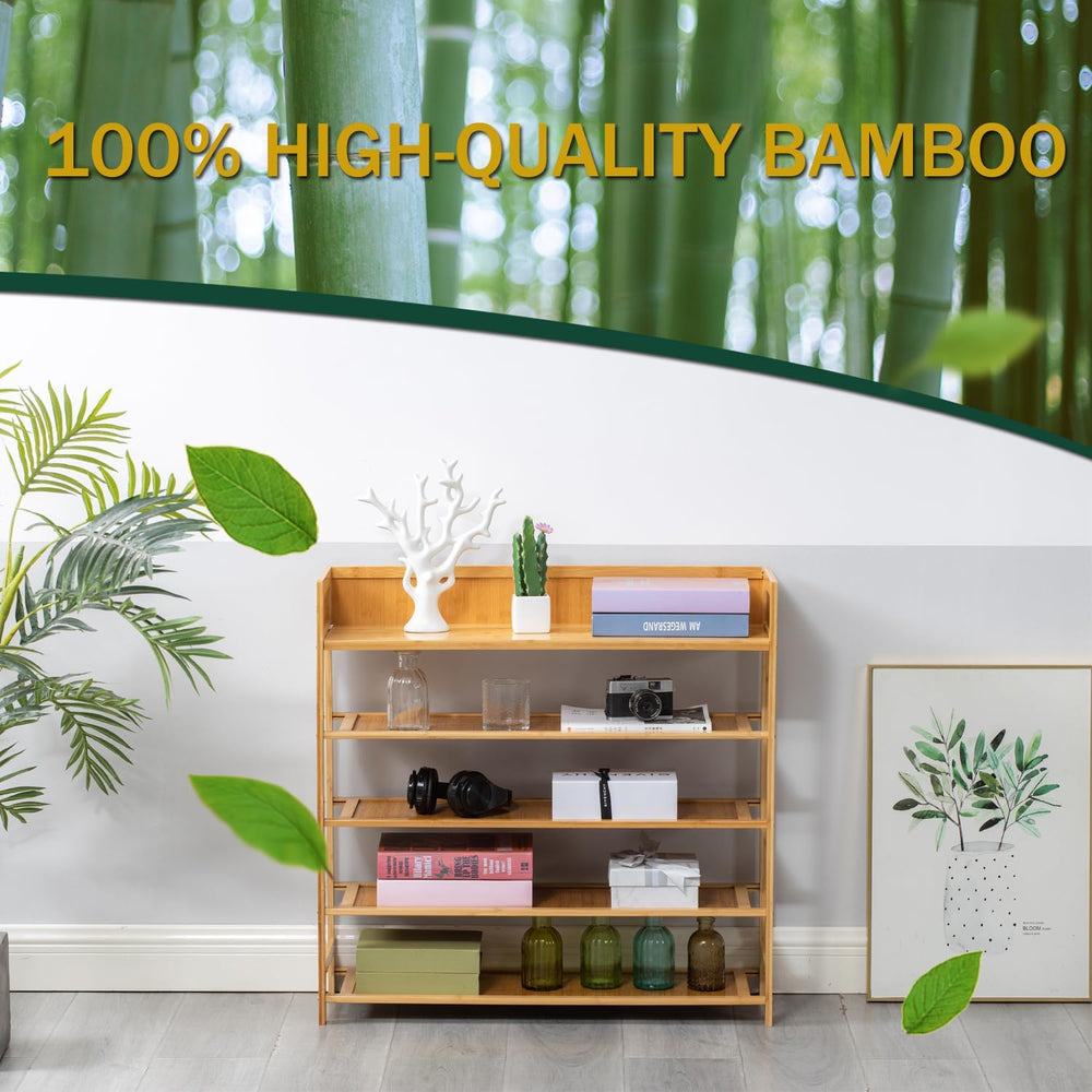 latifolia Bamboo Shoe Rack, 5-Tier Shoe Rack Organizer for Entryway, Living R...