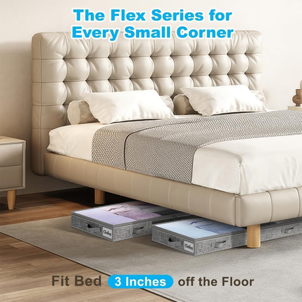 3 Inch Low Profile Under Bed Storage Drawer 4 Pack, Lightweight Underbed Clot...
