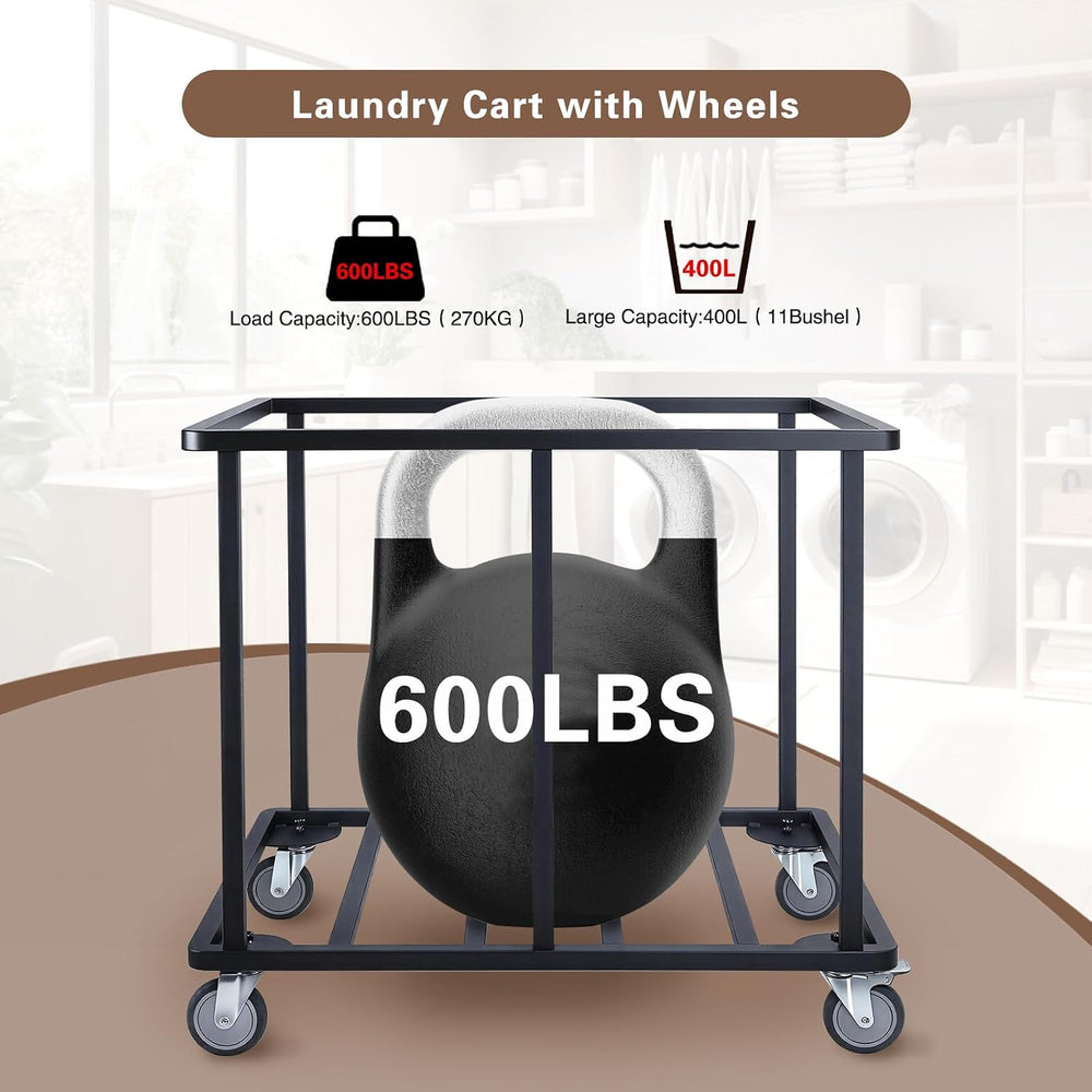 Commercial Laundry Cart with Wheels,600 LBS Rolling Laundry Cart