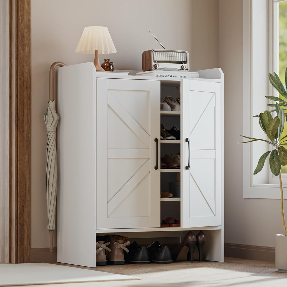 Mericonia Farmhouse Shoe Cabinet with Doors, Modern Large 5-Tier Shoe Storage...