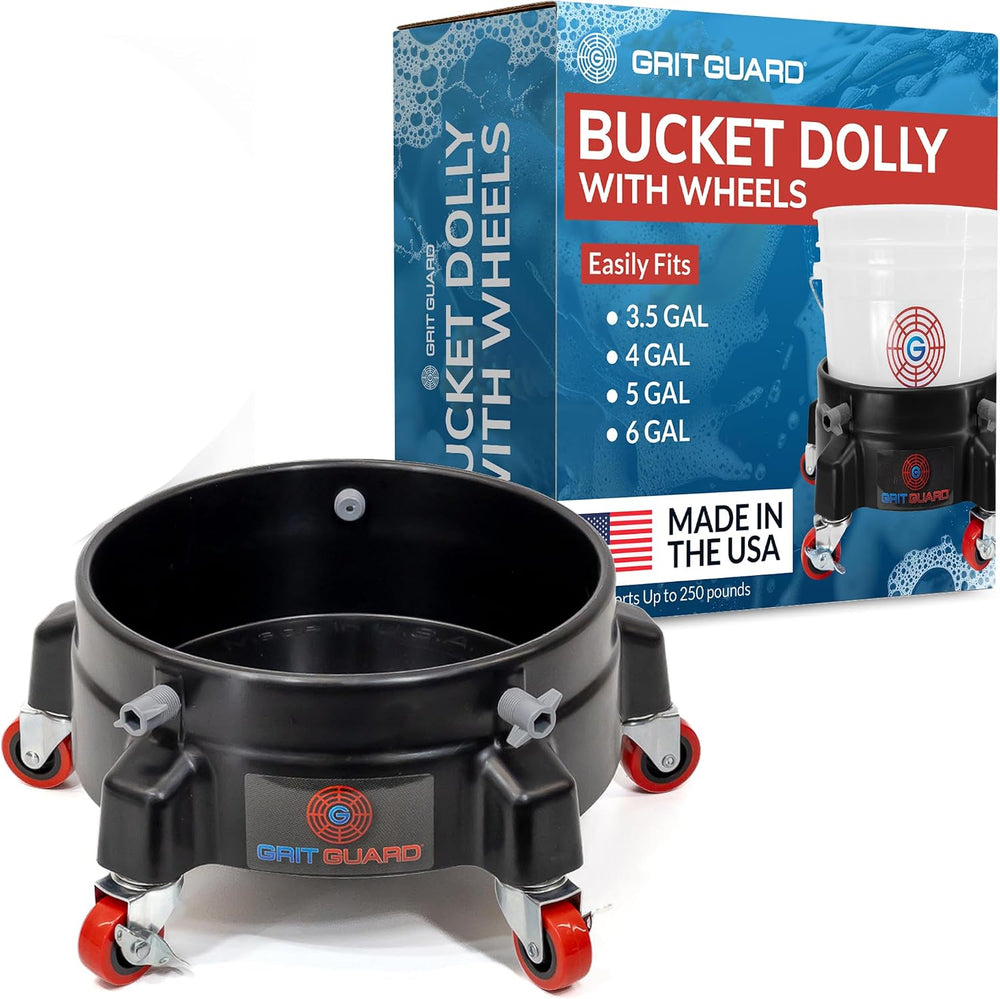 GRIT GUARD Bucket Dolly with Wheels - Rolling Detailing Wash Bucket with 5 Wh...