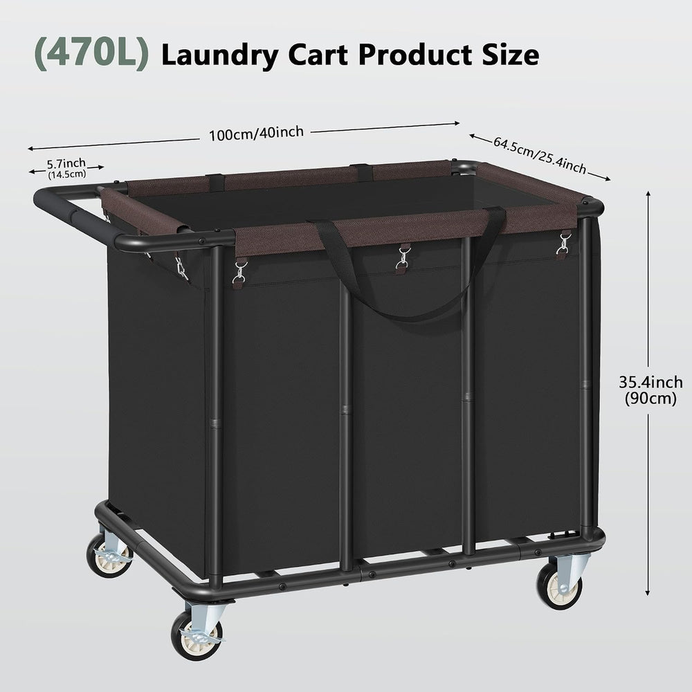 FAVOOSTY 470L Heavy Duty Commercial Laundry Cart with Wheels,Industrial Rolli...