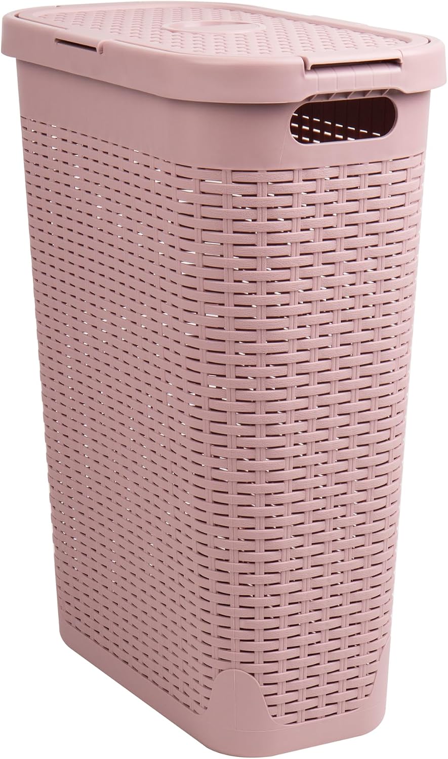Mind Reader Slim Laundry Hamper with Lid, 40L Clothes Basket, Narrow Tapered ...