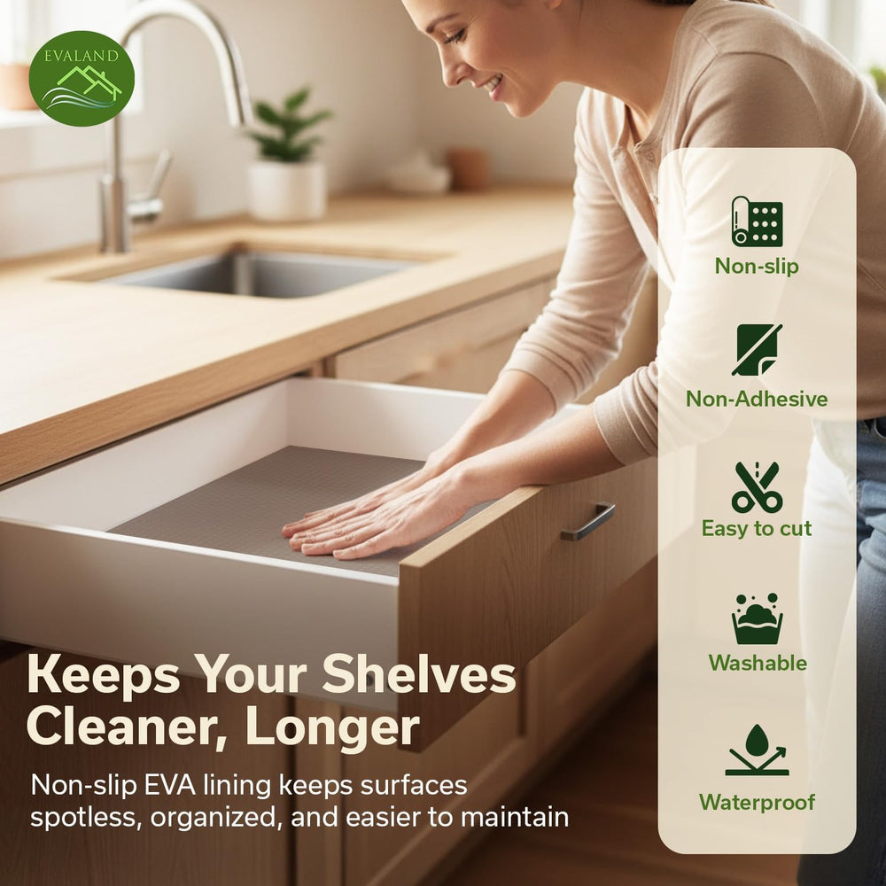 EVALAND Shelf Liner Cabinet Liner Non-Adhesive Drawer Liner 17.7 in x 33 FT