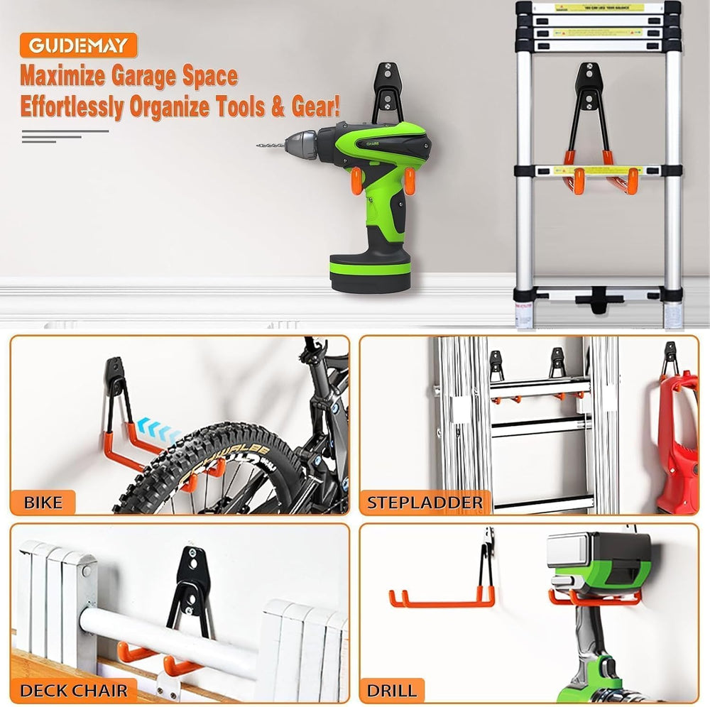 Steel Garage Storage Hooks - 32 Pack Anti-Slip Coating, Heavy Duty Wall Mount...