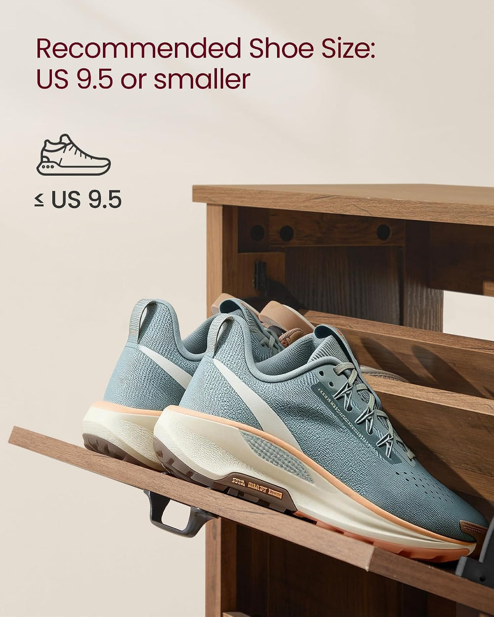 VASAGLE Farmhouse Shoe Cabinet, Narrow Storage Organizer, 2 Flip Drawers