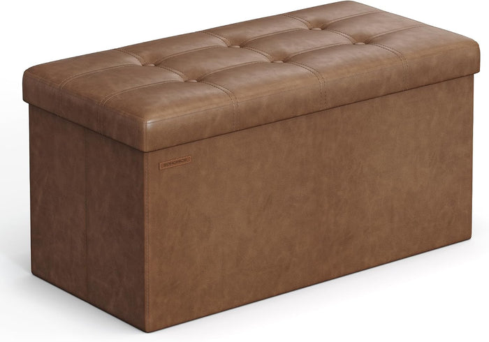 SONGMICS Storage Ottoman Bench, 30 Inches Folding Foot Rest Stool