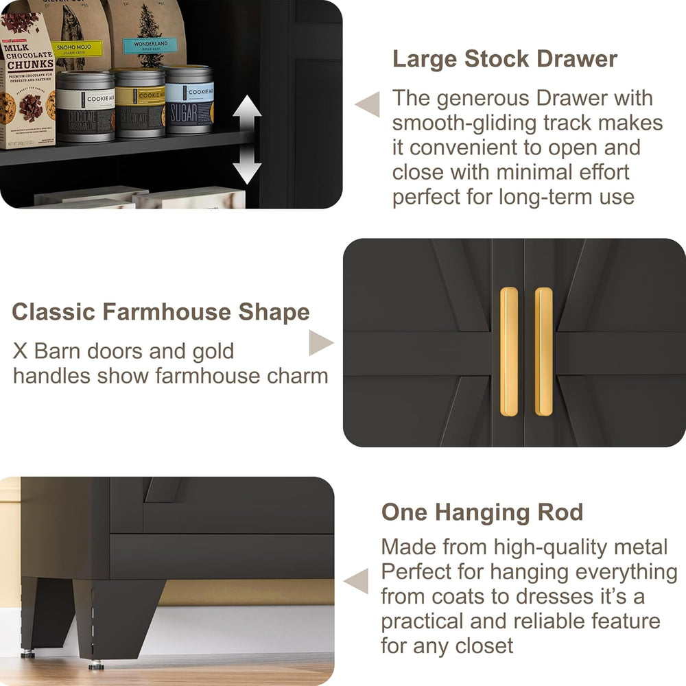 Baborokic 61H Metal Storage Cabinet with 2 Doors and Adjustable Shelves,Farmh...