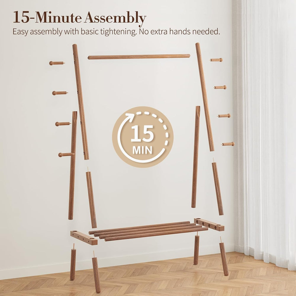 Yoobure Solid Wood Clothes Rack - Heavy Duty Clothing Racks for Hanging Cloth...