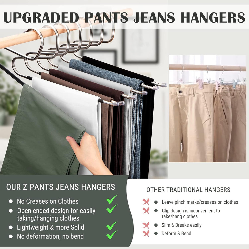 DOIOWN Open Ended Pants Hangers, Stainless Steel Jeans Hangers