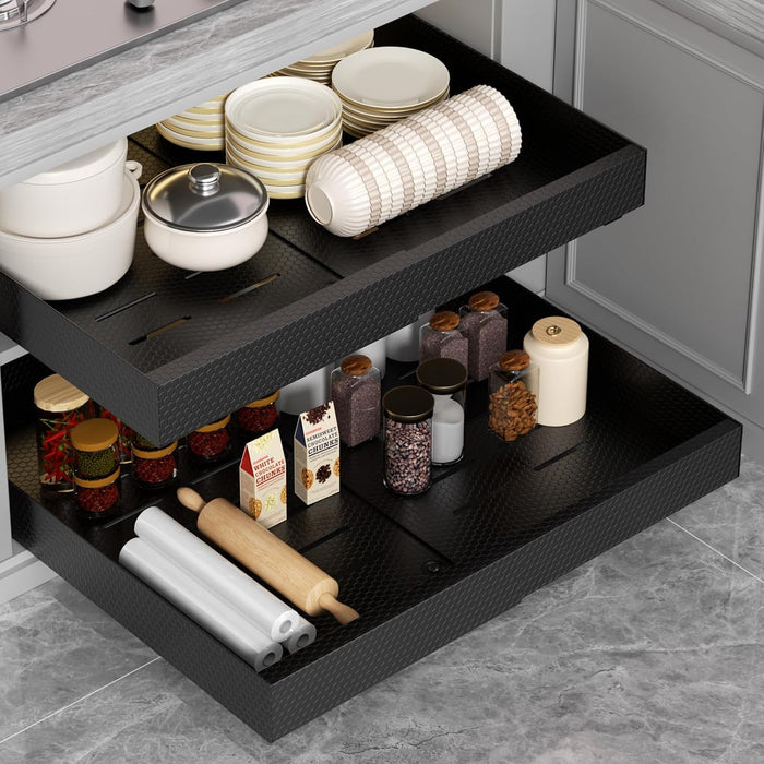 2Pack Pull Out Cabinet Organizer, Expandable 12.6“-20.47”, Black