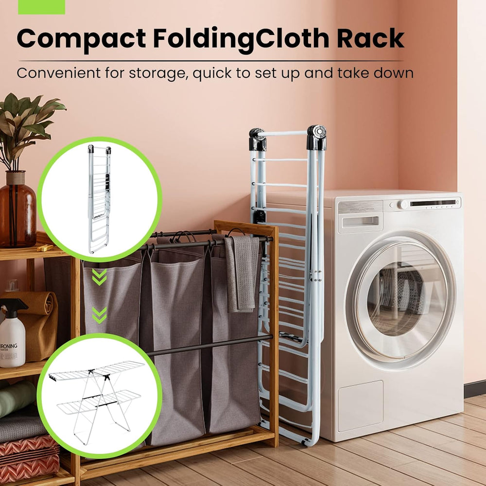 COSTWAY Clothes Drying Rack, Foldable 2 Tier Clothing Laundry Rack