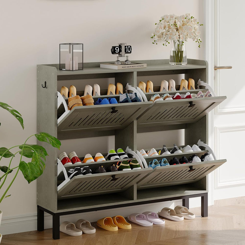 Garvee 4 Flip Drawer Shoe Cabinet with Adjustable Shelves, Hidden Shoe Organi...