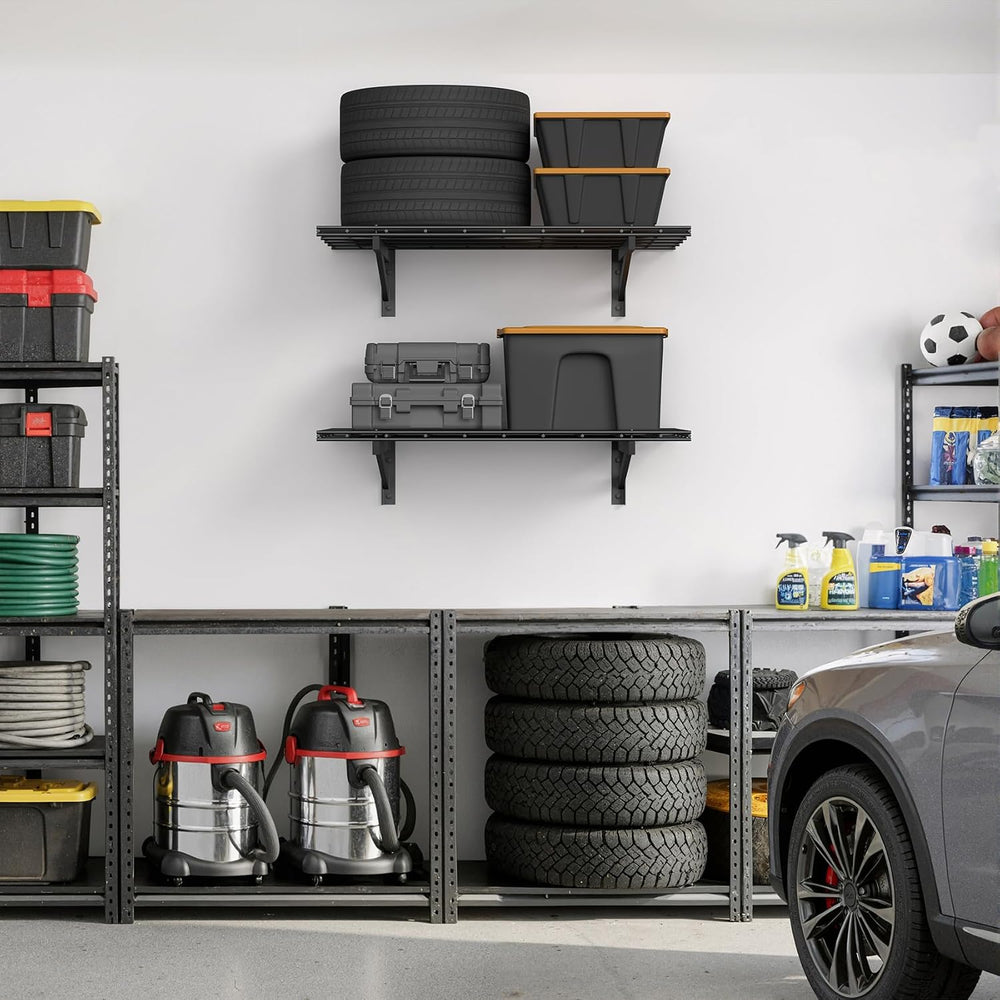 Jusgym 2 Pack Wall Mounted Garage Shelving, 2x3ft, 700lbs Integrated Grid