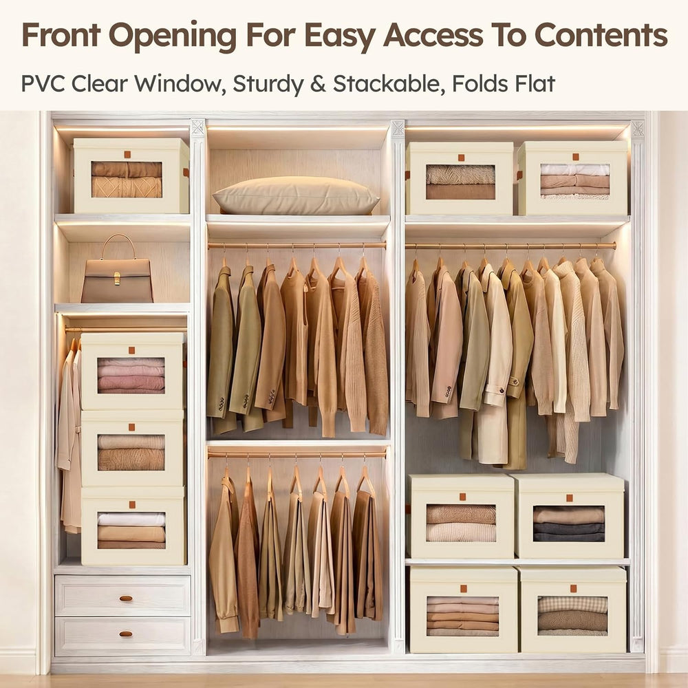 Homsorout Storage Bins with Lids - Front Opening Storage Box with Clear Windo...