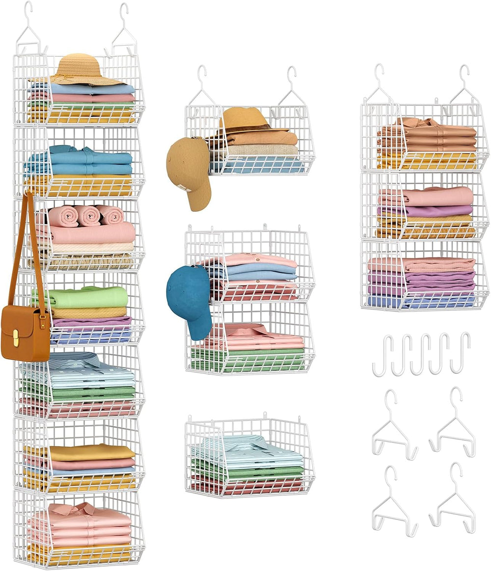 7 Tier Hanging Closet Organizer and Storage, Foldable Wire Closet Shelving wi...