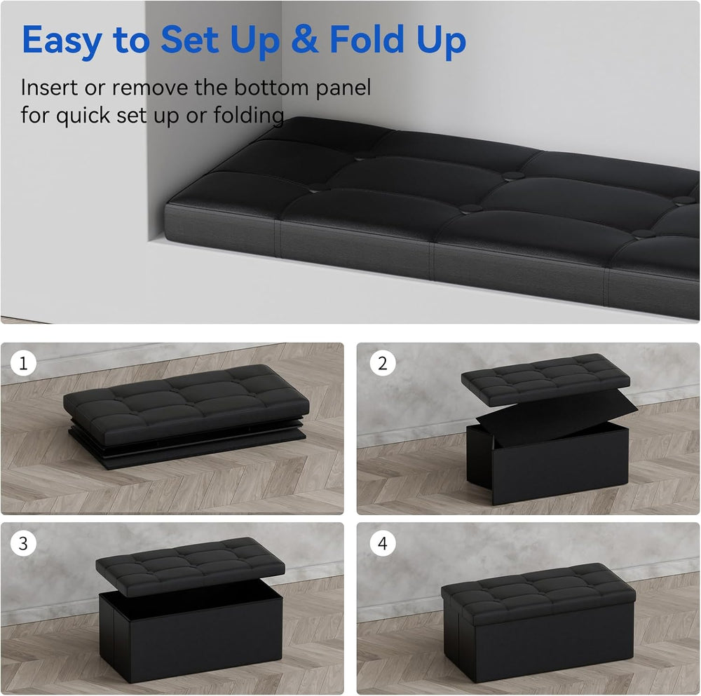 BRIAN & DANY 30 Inches Storage Ottoman Bench, Faux Leather Ottoman with S...