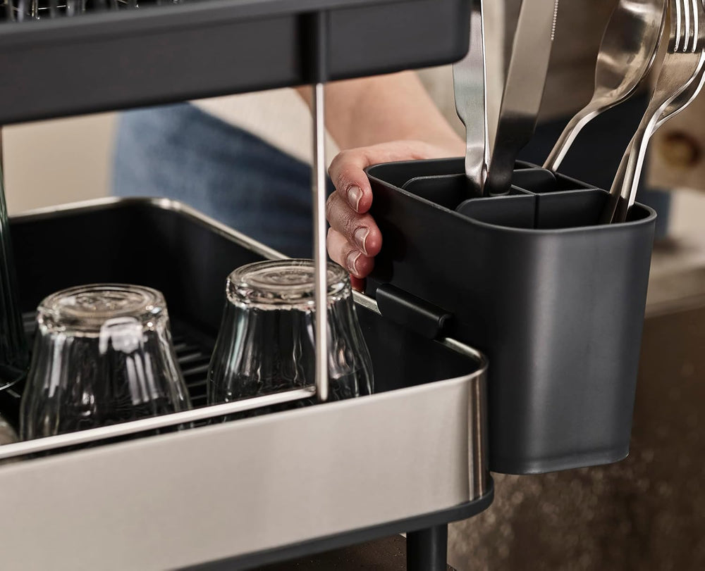 Joseph Joseph Dish Drying Rack with Wine Glass Holder - Space-Saving 2-Tier D...