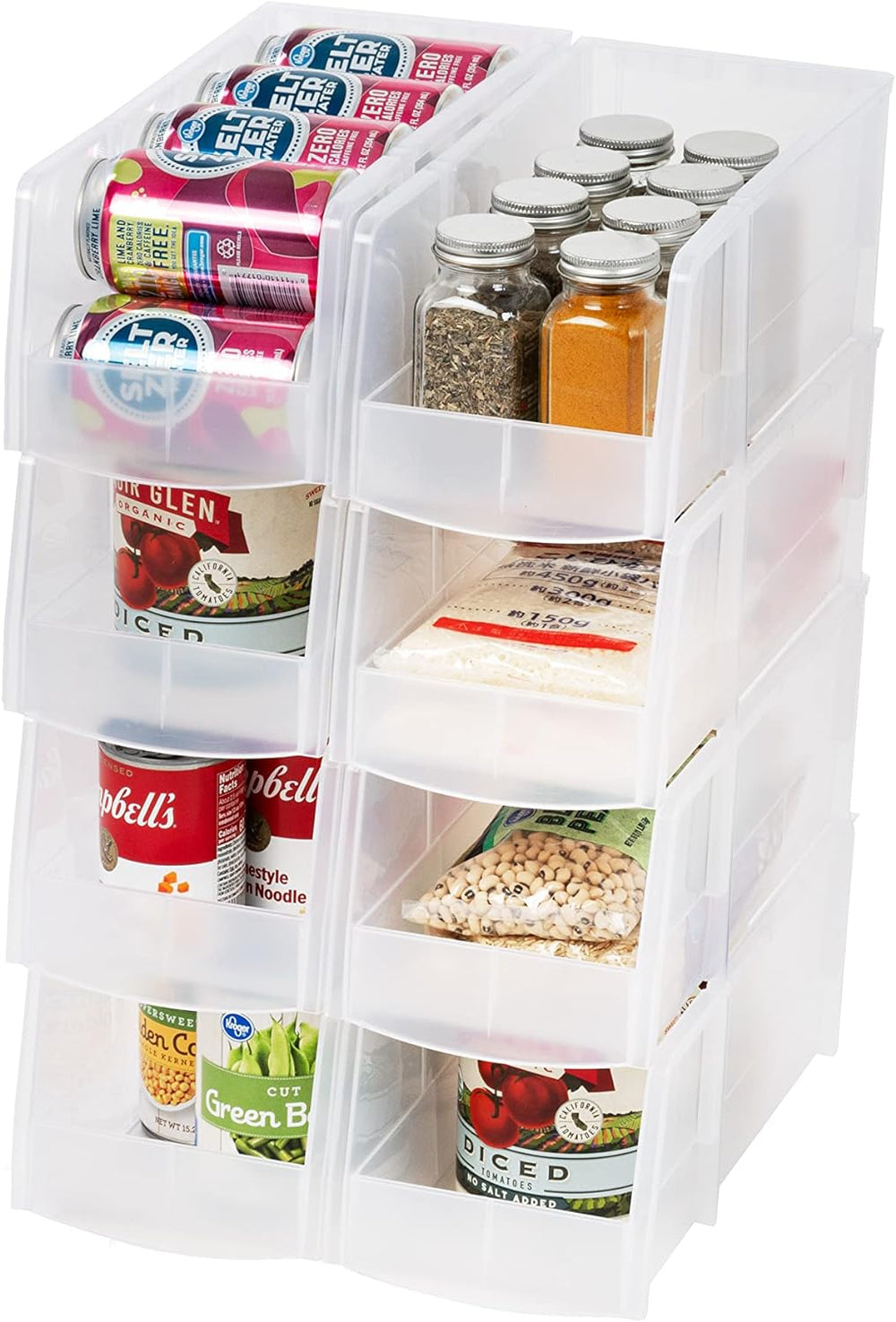 IRIS USA 8-Pack, Large Clear Stackable Storage Bins