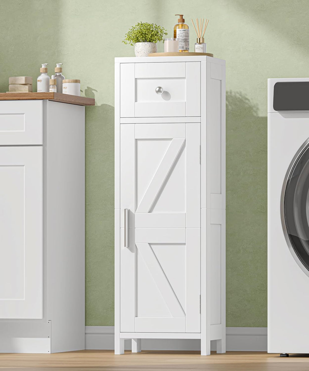 9.8"W Bathroom Storage Cabinet with Drawer & Door, Narrow Floor Cabinet
