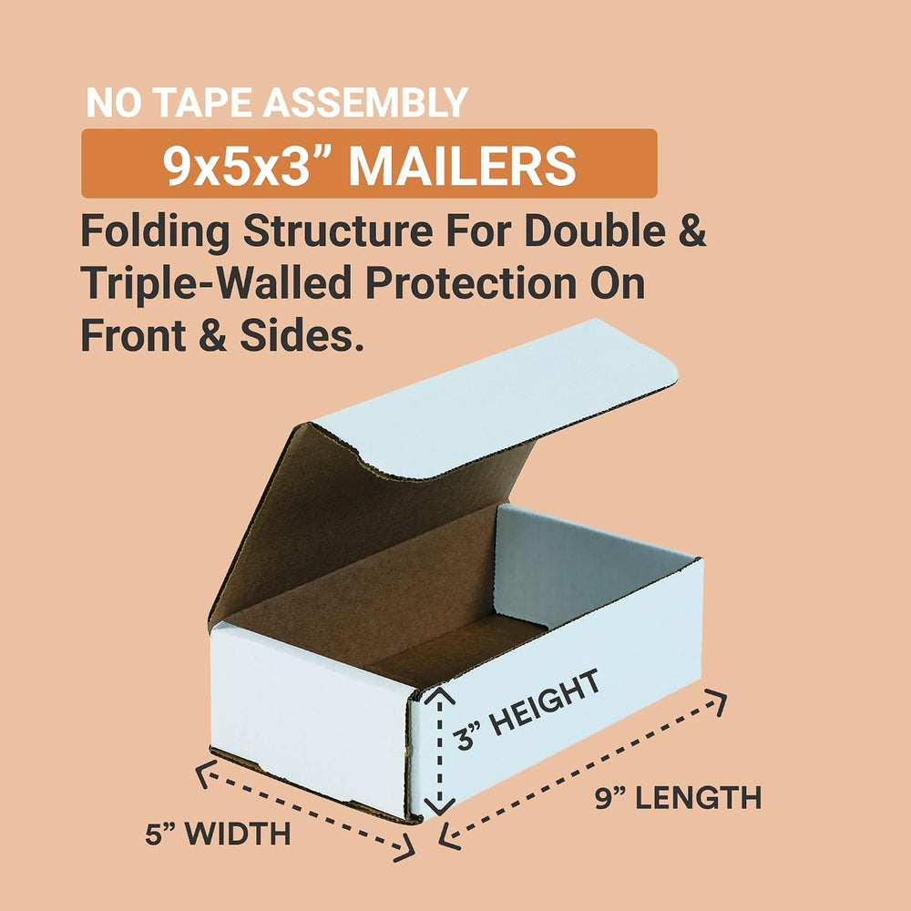 BOX USA Shipping Boxes Small 9"L x 5"W x 3"H , 50-Pack | Corru...