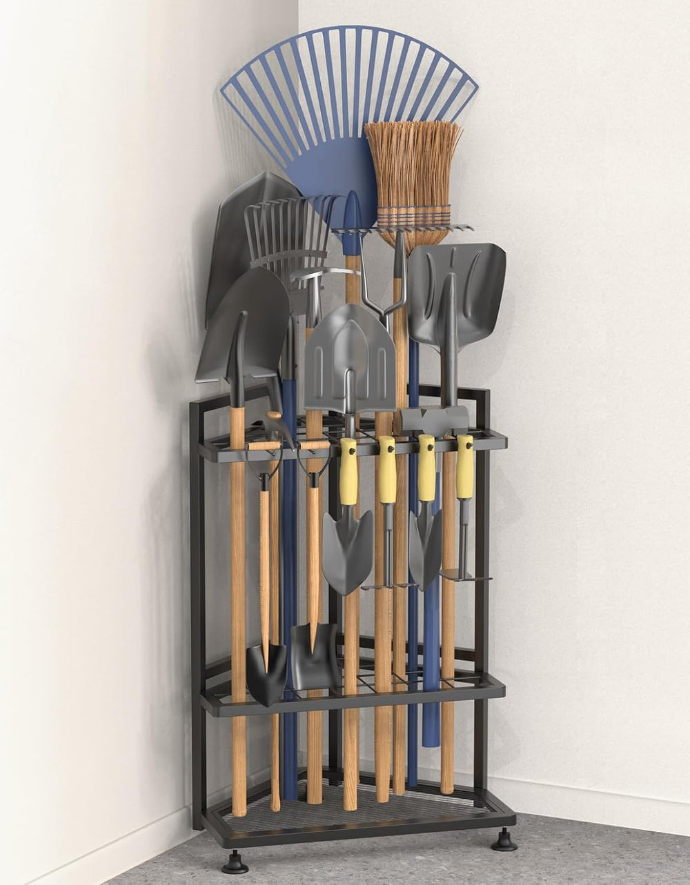 Garden Tool Organizer for Corner,Metal Yard Tool Organizer for Long-Handled T...