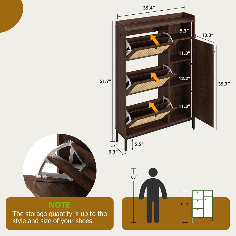 Garvee Shoe Cabinet with 3 Flip Drawers and 4-Tier Shoe Storage Cabinet, Free...