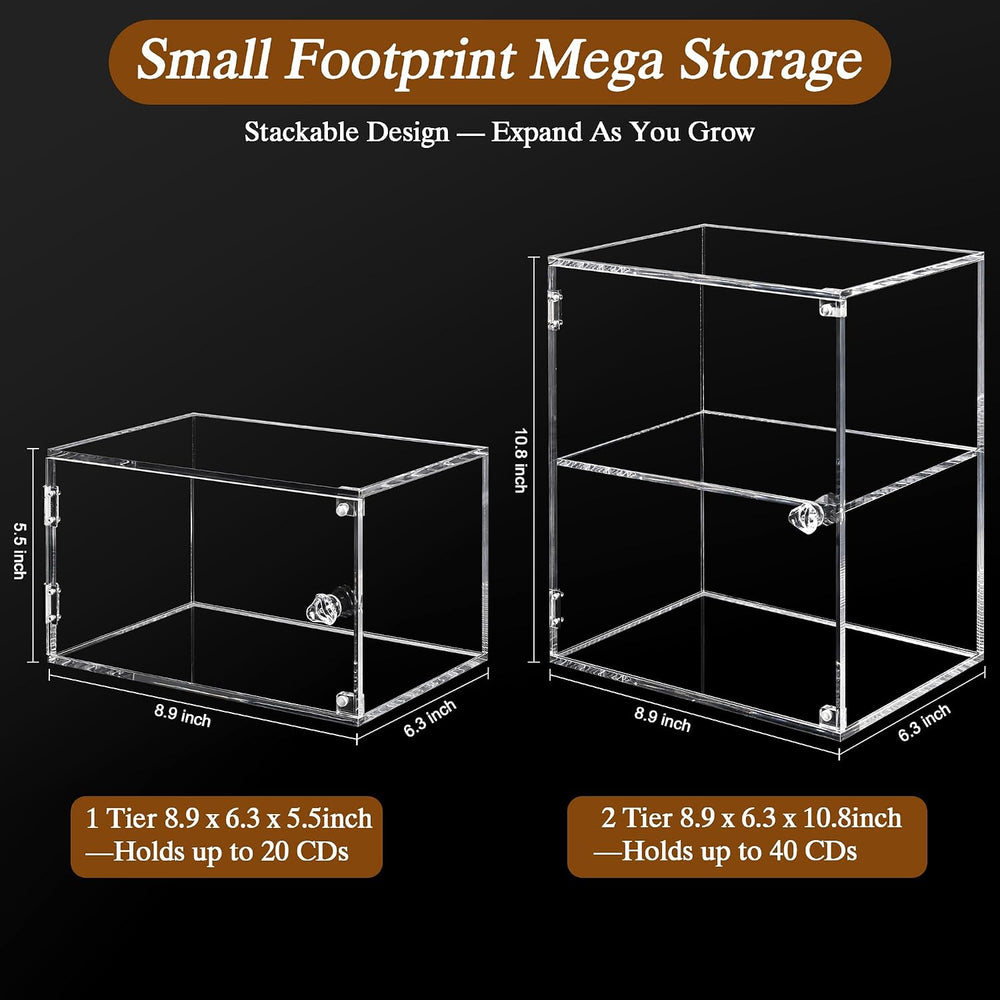CELSOL 2-Tier Clear Acrylic CD Storage Box with Magnetic Door, Dust-Proof Sea...