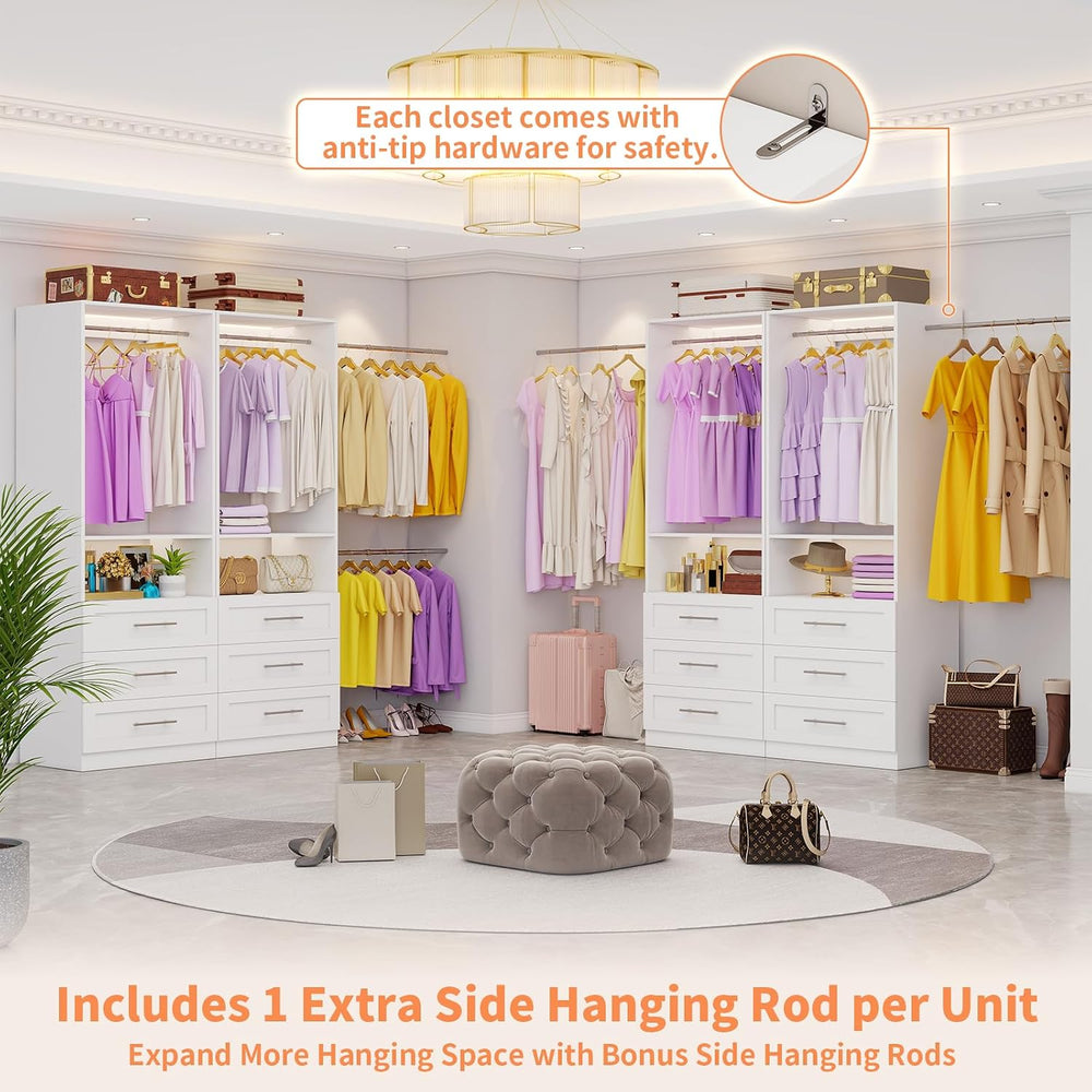 Westcity Closet System Set of 4, Closet System with 12 Drawers, 8 Rods & ...