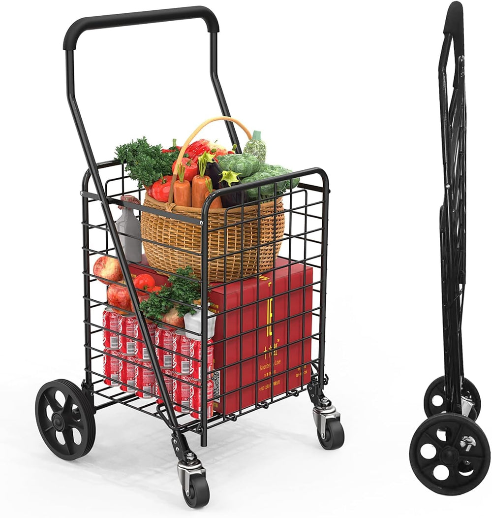 Kiffler Grocery Shopping Cart with 360° Rolling Swivel Wheels, 100LBS Utility...