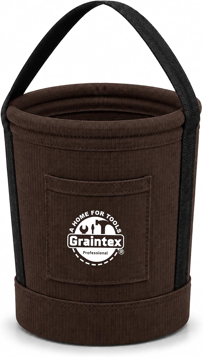 Graintex Tapered Canvas Bucket 12"x10"x15", Utility Tool Bucke...