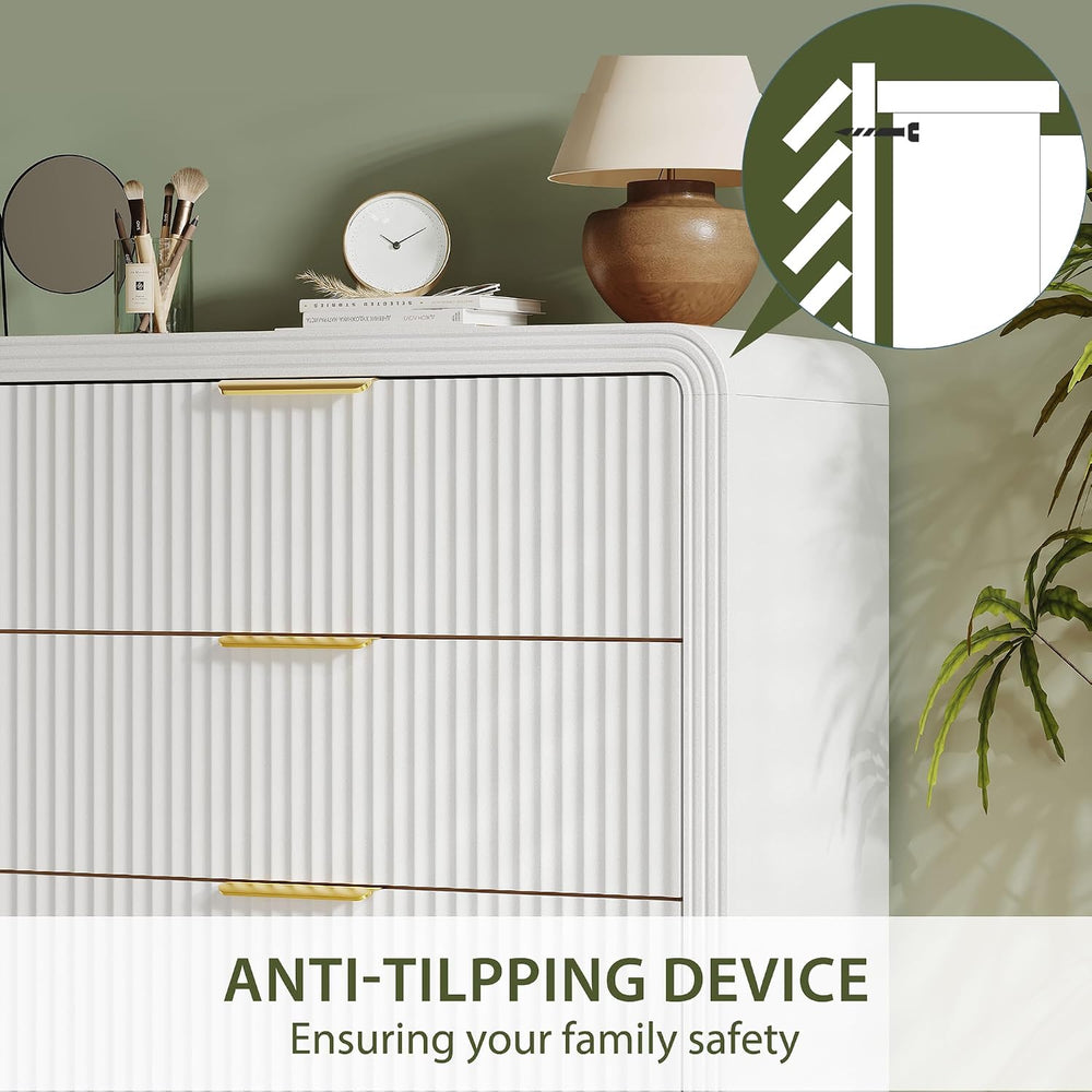 Decofy Fluted 5 Drawers Dresser, 48" Tall Chest of Drawers for Bedroom