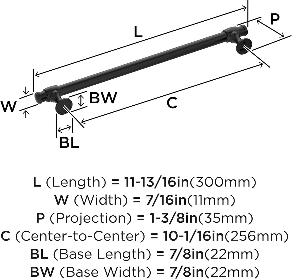 Amerock 10-1/16" Winsome Matte Black Drawer Pull